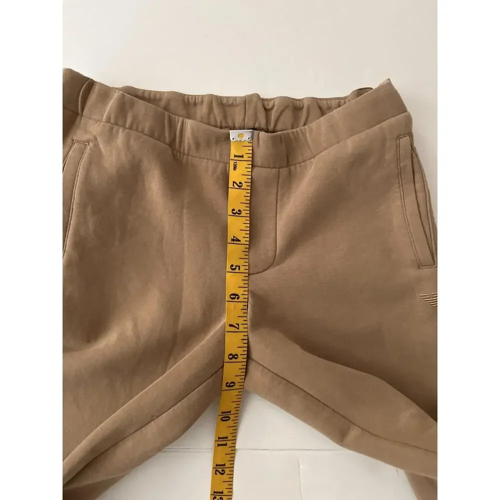 Emporio Armani Pants Kids 10A Beige Slim Jersey Sweatpants Elastic Waist Logo